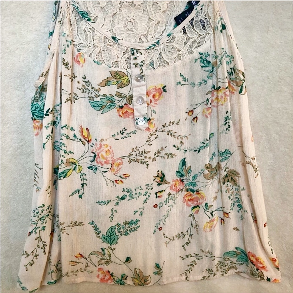 Floral Pattern with Lace Tank